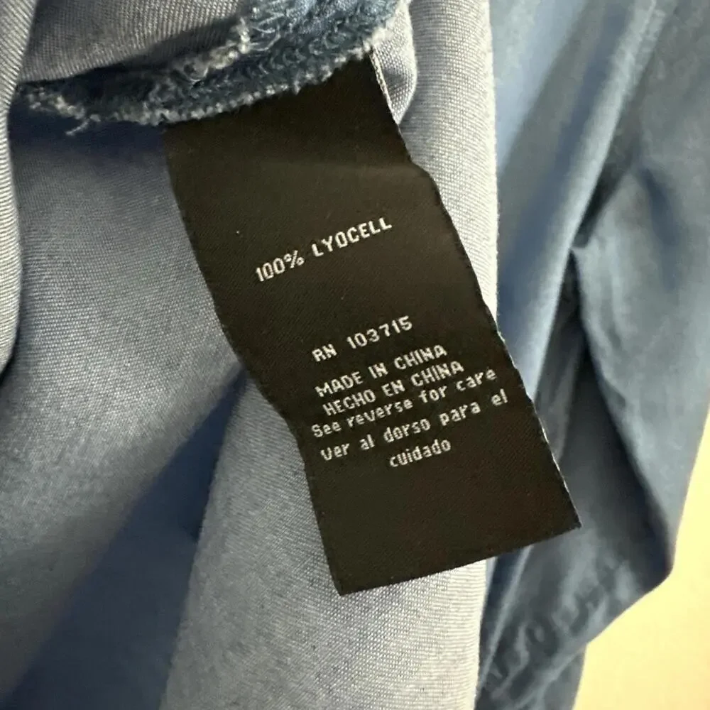 2/$20 Zac & Rachel Blue Button Up Blouse Tunic With Roll Sleeves Women's Size 2X - Picture 5 of 6